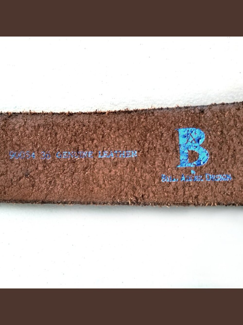 Vintage Bill Adler Brown Belt Sz 36 Distressed Pattern, S-Shaped Brass Buckle - Picture 10 of 16